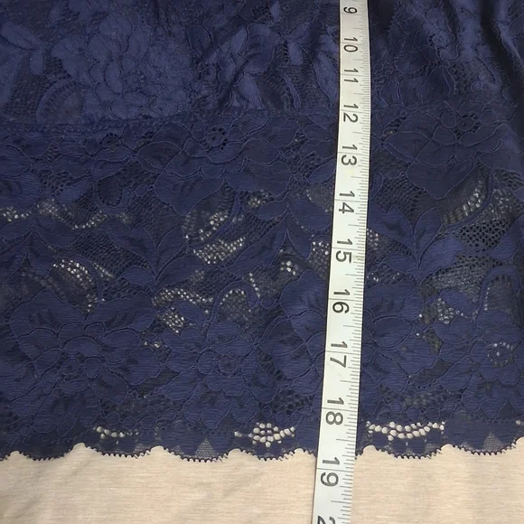 Guess Y2K Lace Sheer Top Blue Large Crop Fairy Feminine Delicate - Picture 9 of 11